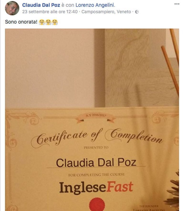 Claudia Dal Poz testimonianza AS IngleseFast