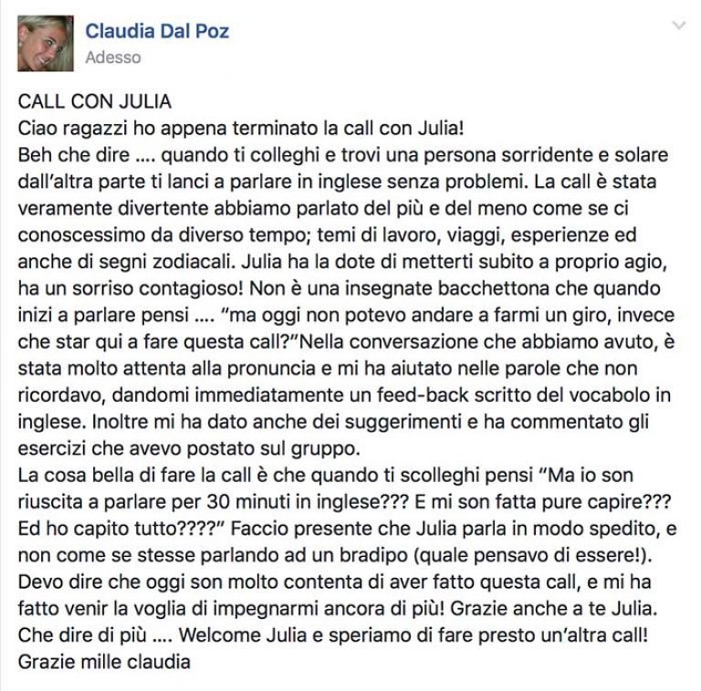 Claudia Dal Poz testimonianza IngleseFast