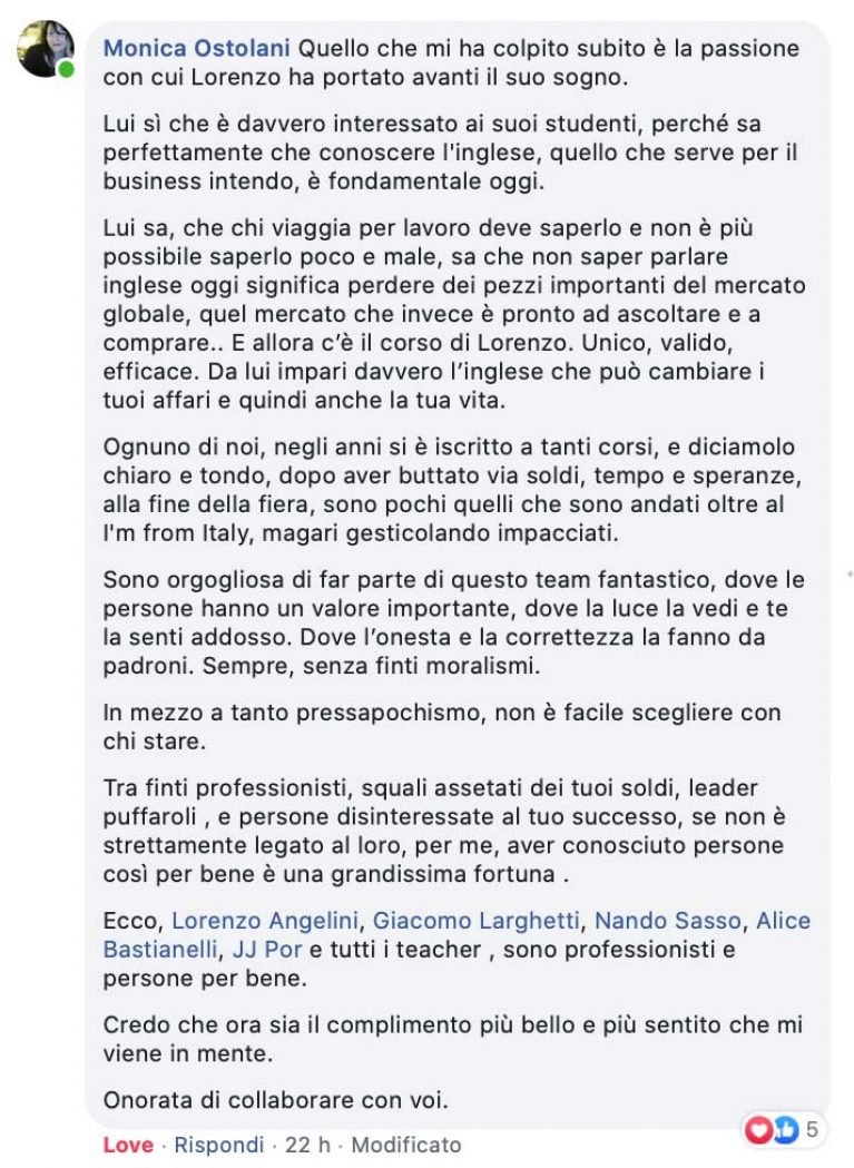 Monica Ostolani testimonianza IngleseFast