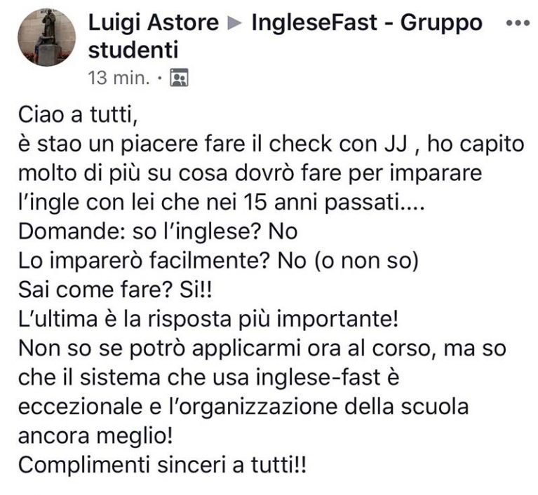 Luigi Astore testimonianza AS IngleseFast