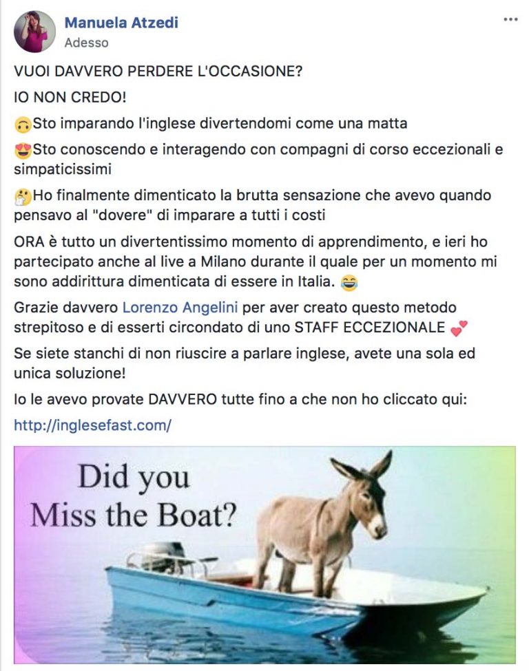 Manuela Atzedi testimonianza AS IngleseFast