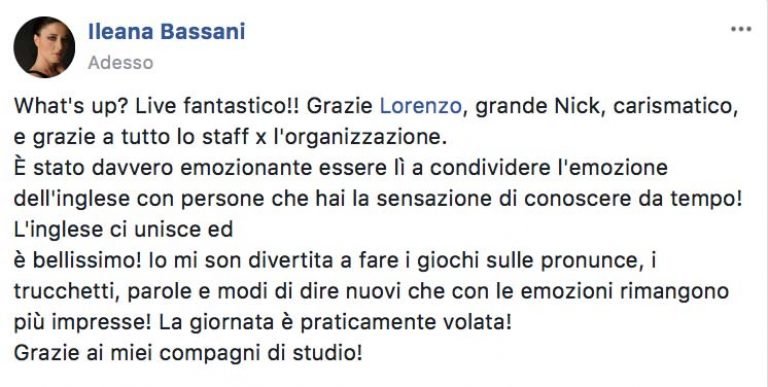 Ilenia Bassani testimonianza AS IngleseFast