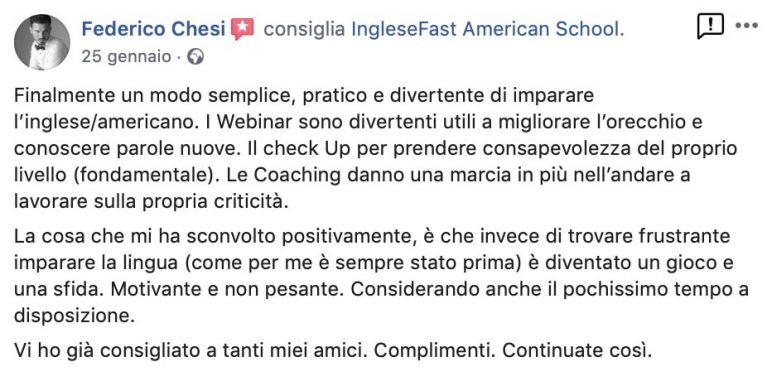 Federico Chesi testimonianza AS IngleseFast