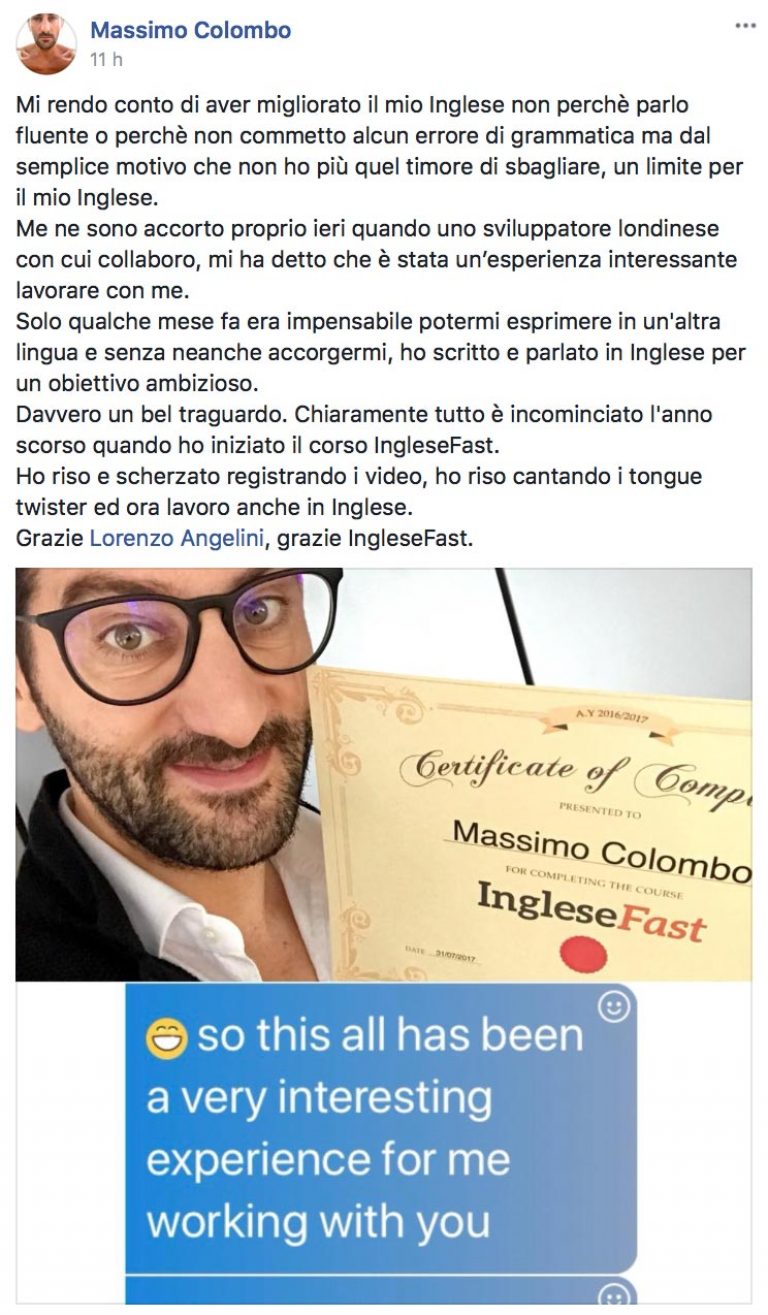Massimo Colombo testimonianza AS IngleseFast
