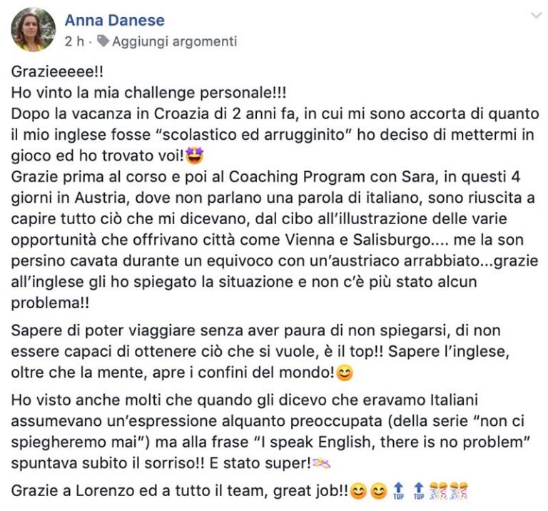 Anna Danese testimonianza AS IngleseFast