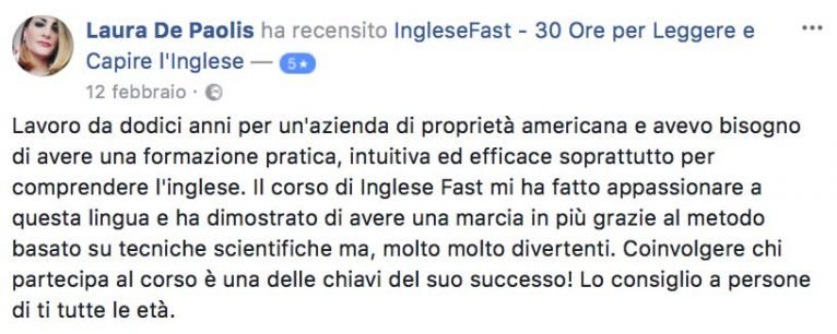 Laura De Paolis testimonianza AS IngleseFast