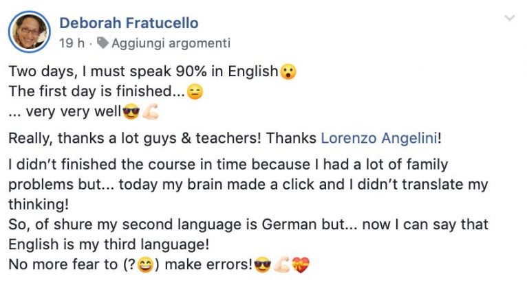 Deborah Fratucello testimonianza AS IngleseFast