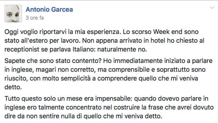 Antonio Garcea testimonianza AS IngleseFast