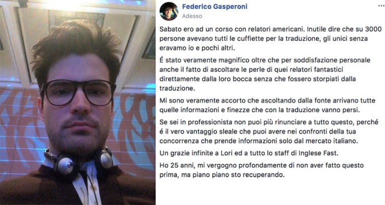 Federico Gasperoni testimonianza AS IngleseFast