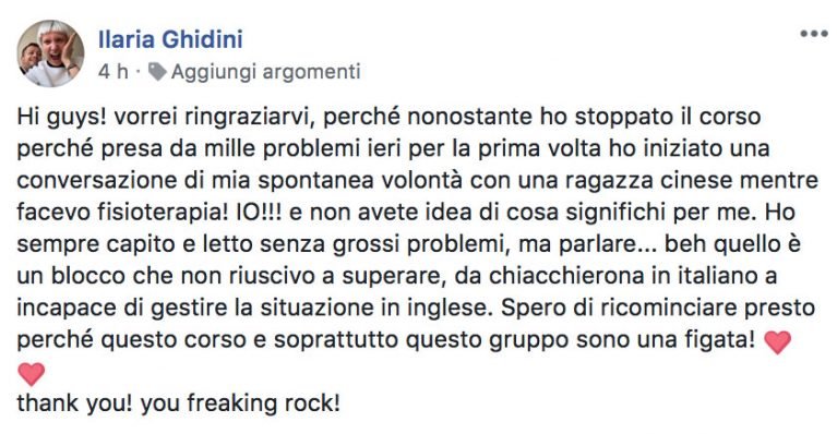 Ilaria Ghidini testimonianza AS IngleseFast