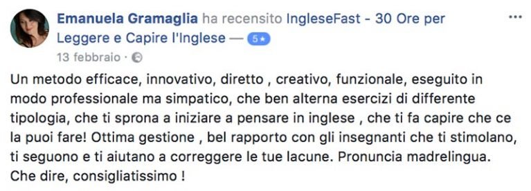 Emanuela Gramaglia testimonianza AS IngleseFast