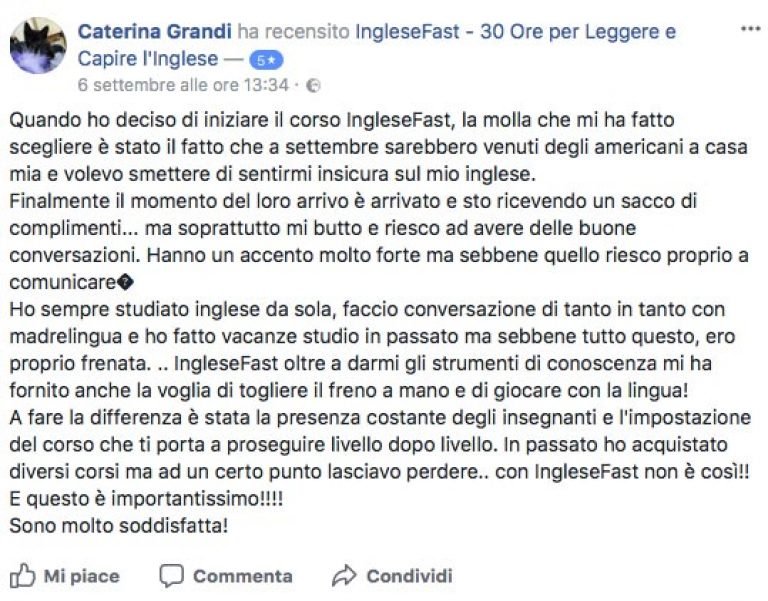 Caterina Grandi testimonianza AS IngleseFast