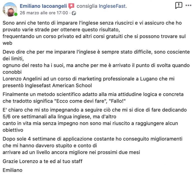Emliano Iacoangeli testimonianza AS IngleseFast