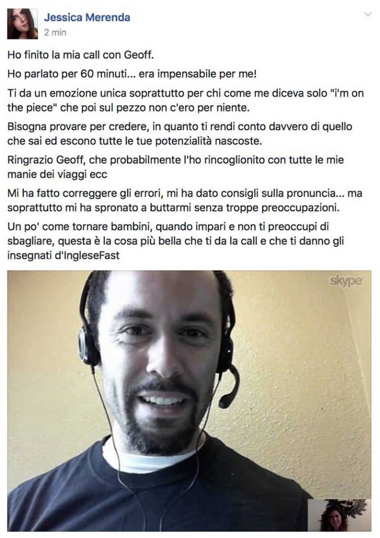 Jessica Merenda testimonianza AS IngleseFast