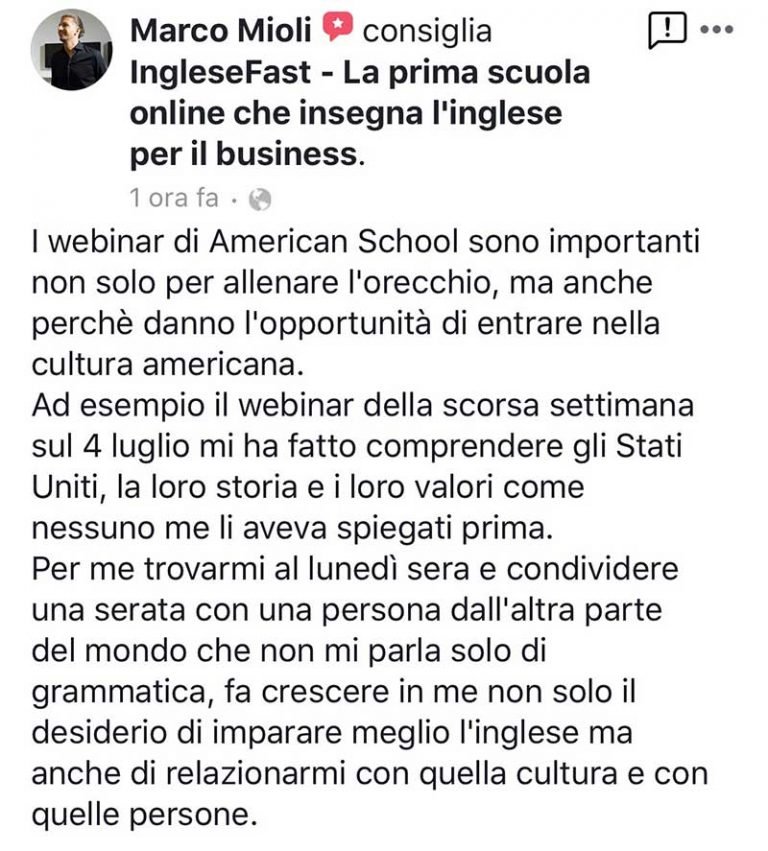 Marco Mioli testimonianza AS IngleseFast