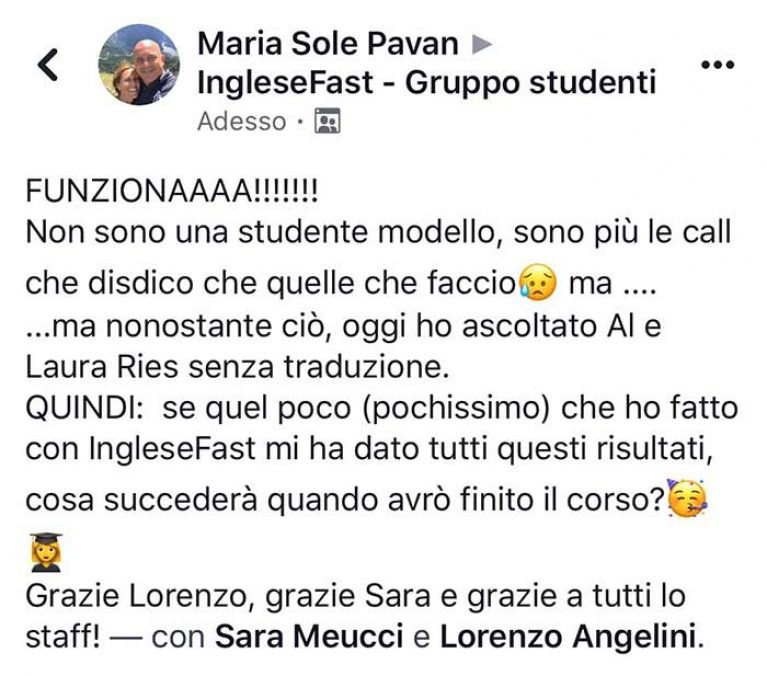 Maria Sole Pavan testimonianza AS IngleseFast