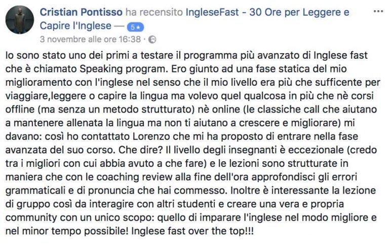 Cristian Pontisso testimonianza AS IngleseFast