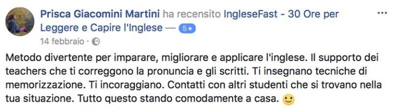 Prisca Giacomini Martini testimonianza AS IngleseFast