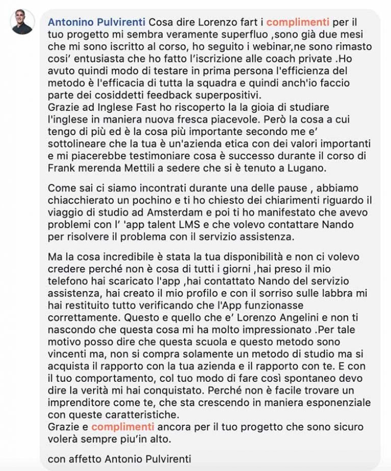 Antonio Pulvirenti testimonianza AS IngleseFast