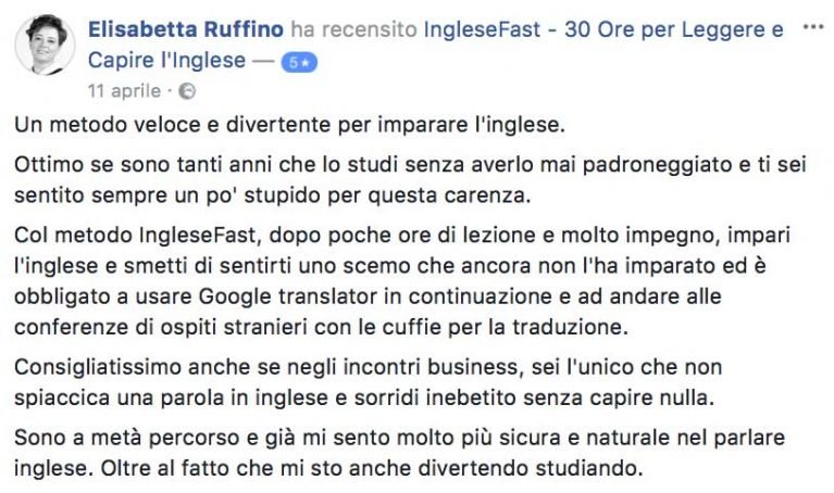 Elisabetta Ruffino testimonianza AS IngleseFast
