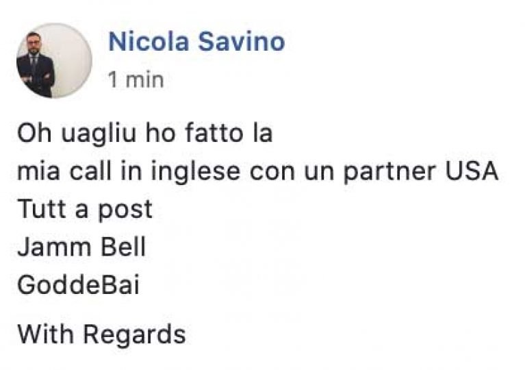 Nicola Savino testimonianza AS IngleseFast