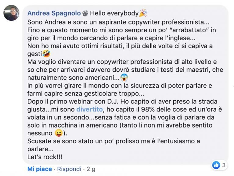 Andrea Spagnolo testimonianza AS IngleseFast