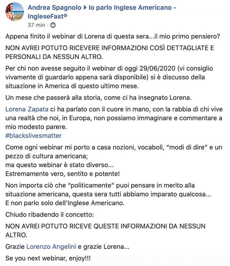 Andrea Spagnolo testimonianza AS IngleseFast