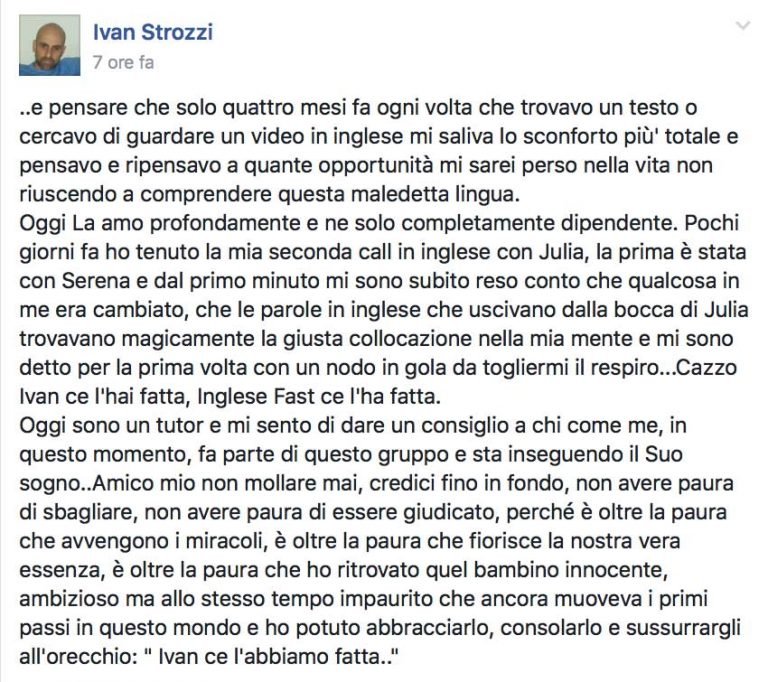 Ivan Strozzi testimonianza AS IngleseFast