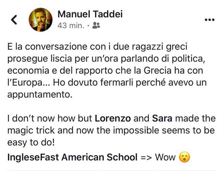 Manuel Taddei testimonianza AS IngleseFast