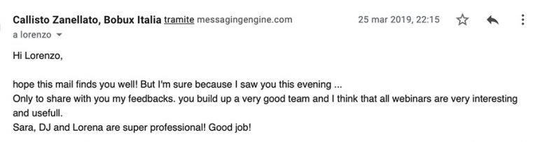 Callisto Zanellato testimonianza AS IngleseFast