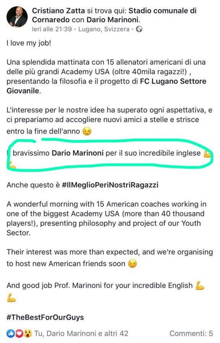 Cristiano Zatta testimonianza AS IngleseFast